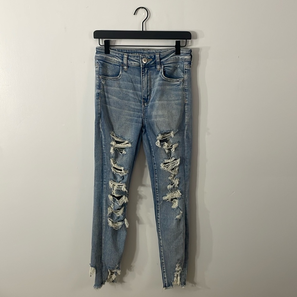 American Eagle Hi-Rise Jeggings Distressed